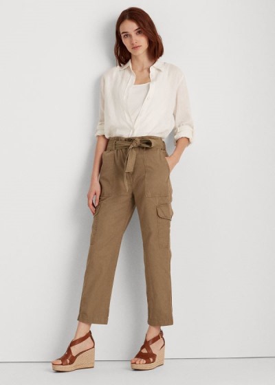 Pantalones Ralph Lauren Mujer Verde Oliva - Cotton Twill Cargo - KAGPW0627